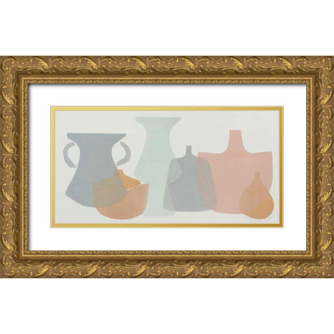 Soft Pottery Shapes I Gold Ornate Wood Framed Art Print with Double Matting by Delamater, Rob