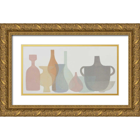 Soft Pottery Shapes II Gold Ornate Wood Framed Art Print with Double Matting by Delamater, Rob