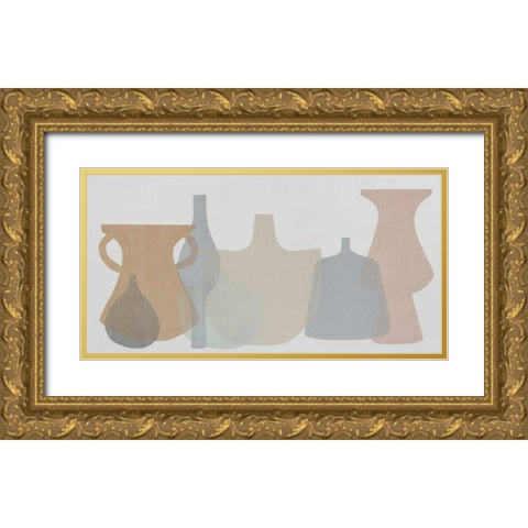 Soft Pottery Shapes III Gold Ornate Wood Framed Art Print with Double Matting by Delamater, Rob
