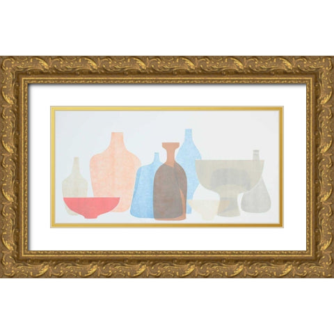 Sweet Pottery Shapes II Gold Ornate Wood Framed Art Print with Double Matting by Delamater, Rob