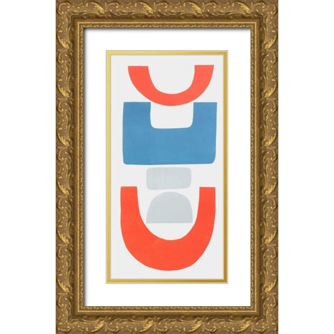 Primary Tribal Shapes II Gold Ornate Wood Framed Art Print with Double Matting by Delamater, Rob