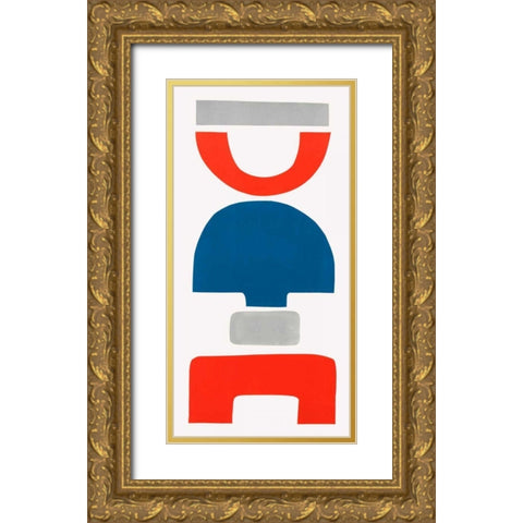 Primary Tribal Shapes VII Gold Ornate Wood Framed Art Print with Double Matting by Delamater, Rob