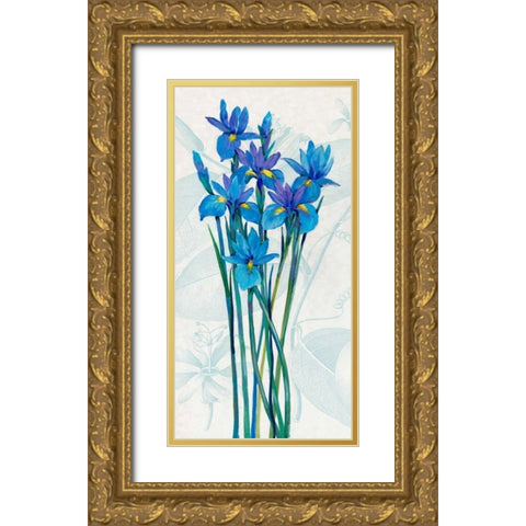 Blue Iris Panel I Gold Ornate Wood Framed Art Print with Double Matting by OToole, Tim