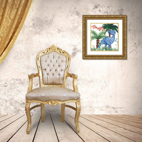 Dino Buddies I Gold Ornate Wood Framed Art Print with Double Matting by Douglas, Jamie