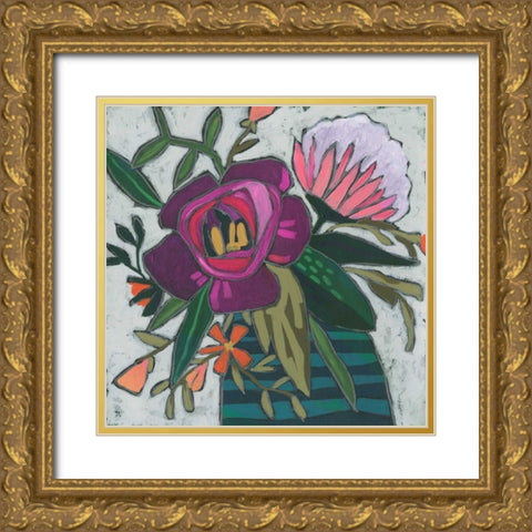 Carnivale Flora I Gold Ornate Wood Framed Art Print with Double Matting by Vess, June Erica