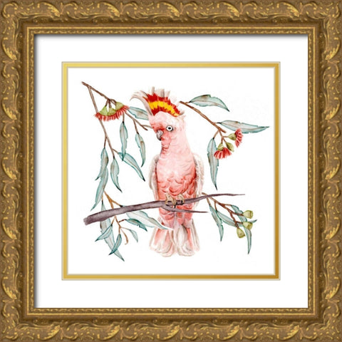 Pink Cockatoo I Gold Ornate Wood Framed Art Print with Double Matting by Wang, Melissa