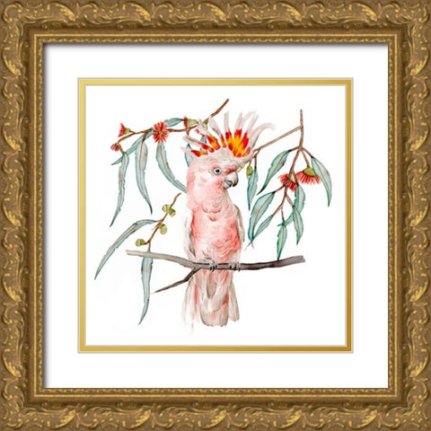 Pink Cockatoo II Gold Ornate Wood Framed Art Print with Double Matting by Wang, Melissa