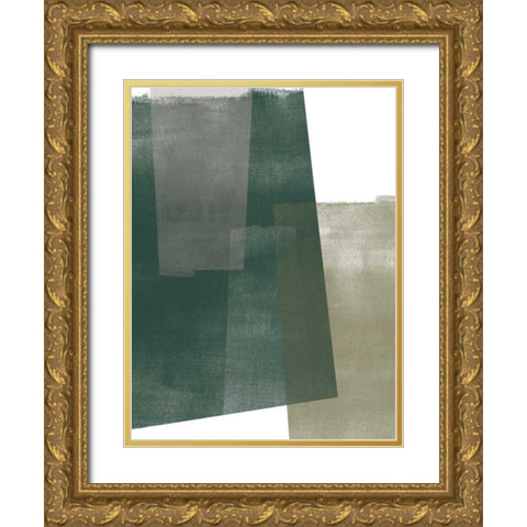 Verdant Geometry II Gold Ornate Wood Framed Art Print with Double Matting by Vess, June Erica
