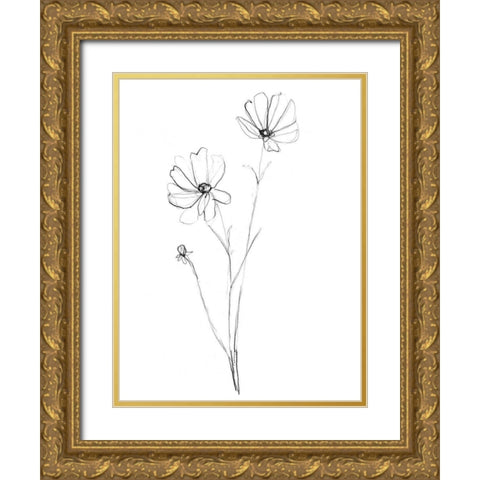 Stem Contour IV Gold Ornate Wood Framed Art Print with Double Matting by Goldberger, Jennifer