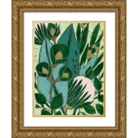 Bottle Glass Garden II Gold Ornate Wood Framed Art Print with Double Matting by Vess, June Erica
