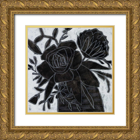 Chalkboard Garden II Gold Ornate Wood Framed Art Print with Double Matting by Vess, June Erica