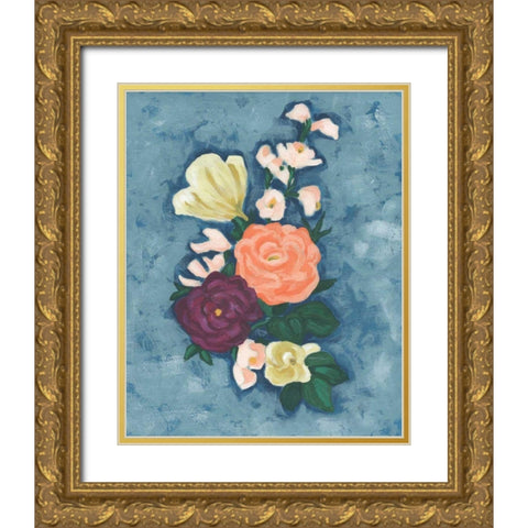 Floral Portrait I Gold Ornate Wood Framed Art Print with Double Matting by Vess, June Erica