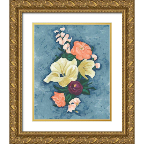 Floral Portrait II Gold Ornate Wood Framed Art Print with Double Matting by Vess, June Erica