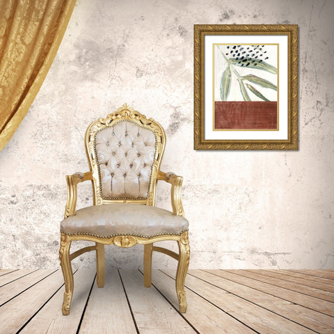 Ceramic Leaves I Gold Ornate Wood Framed Art Print with Double Matting by Stramel, Renee W.