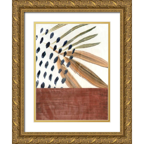 Ceramic Leaves III Gold Ornate Wood Framed Art Print with Double Matting by Stramel, Renee W.