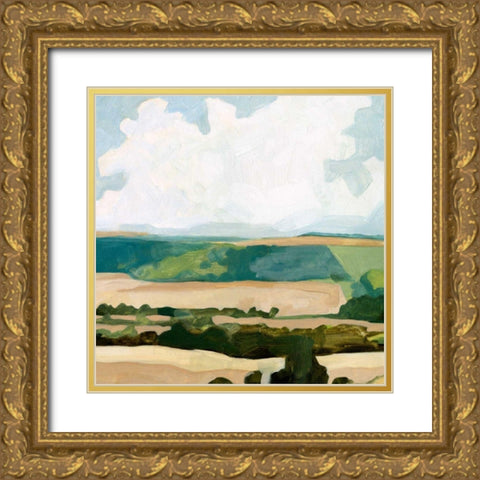 Fieldscape I Gold Ornate Wood Framed Art Print with Double Matting by Caroline, Emma