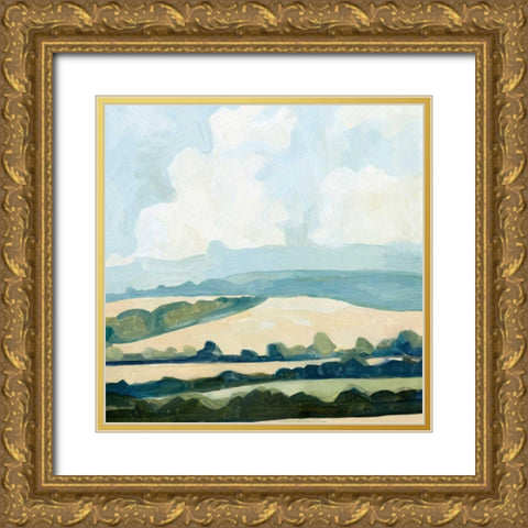 Fieldscape II Gold Ornate Wood Framed Art Print with Double Matting by Caroline, Emma