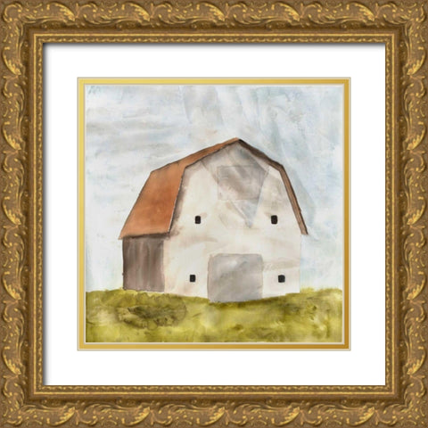 Embellished Serene Barn Gold Ornate Wood Framed Art Print with Double Matting by Caroline, Emma
