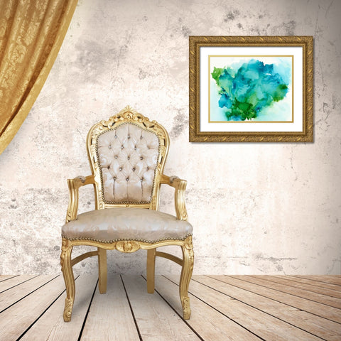 Leafy I Gold Ornate Wood Framed Art Print with Double Matting by Combs, Joyce
