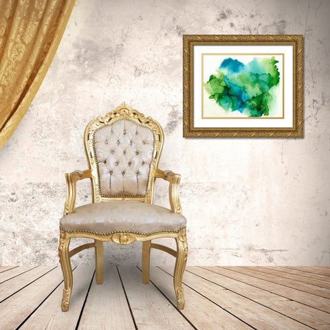Leafy II Gold Ornate Wood Framed Art Print with Double Matting by Combs, Joyce