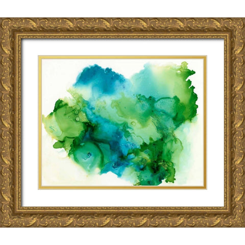 Leafy II Gold Ornate Wood Framed Art Print with Double Matting by Combs, Joyce