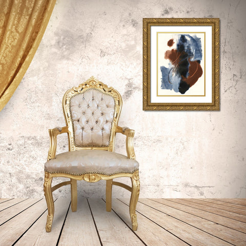 Denim and Rust II Gold Ornate Wood Framed Art Print with Double Matting by Combs, Joyce