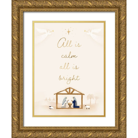 Away in a Manger II Gold Ornate Wood Framed Art Print with Double Matting by Barnes, Victoria