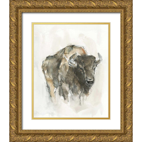 American Buffalo I Gold Ornate Wood Framed Art Print with Double Matting by Harper, Ethan