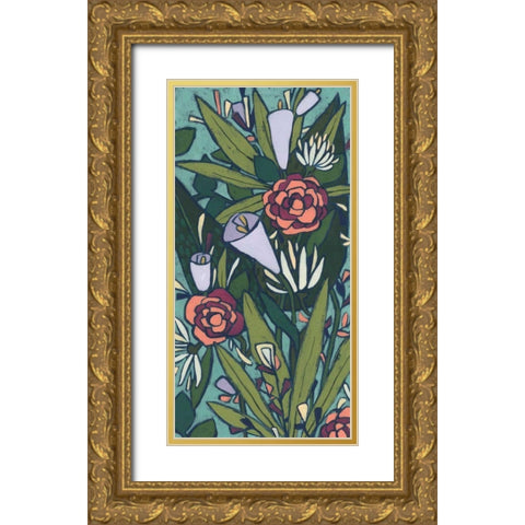 Lush Tropic Panel II Gold Ornate Wood Framed Art Print with Double Matting by Vess, June Erica