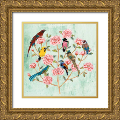 Minty Chinoiserie I Gold Ornate Wood Framed Art Print with Double Matting by Wang, Melissa