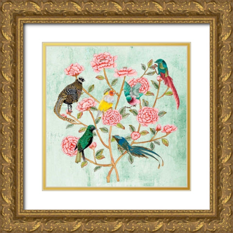 Minty Chinoiserie II Gold Ornate Wood Framed Art Print with Double Matting by Wang, Melissa