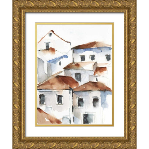 White Cottages IV Gold Ornate Wood Framed Art Print with Double Matting by Harper, Ethan