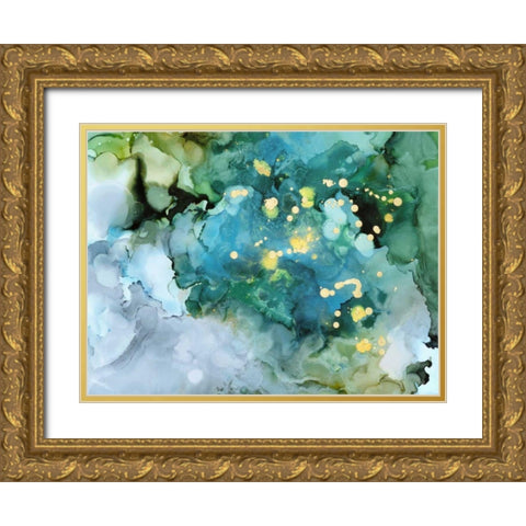 Aqua Brume I Gold Ornate Wood Framed Art Print with Double Matting by Borges, Victoria