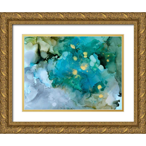 Aqua Brume I Gold Ornate Wood Framed Art Print with Double Matting by Borges, Victoria