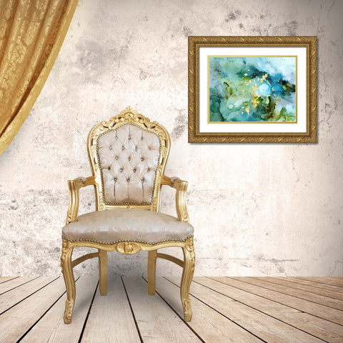 Aqua Brume II Gold Ornate Wood Framed Art Print with Double Matting by Borges, Victoria