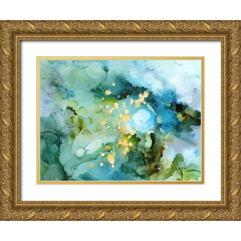 Aqua Brume II Gold Ornate Wood Framed Art Print with Double Matting by Borges, Victoria