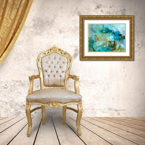 Aqua Brume II Gold Ornate Wood Framed Art Print with Double Matting by Borges, Victoria