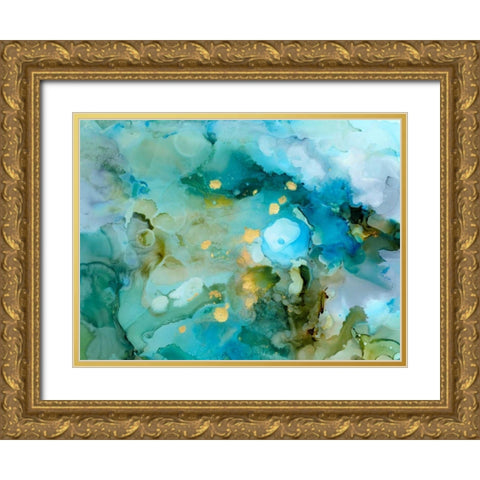 Aqua Brume II Gold Ornate Wood Framed Art Print with Double Matting by Borges, Victoria