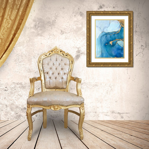 Sea Whirl I Gold Ornate Wood Framed Art Print with Double Matting by Borges, Victoria