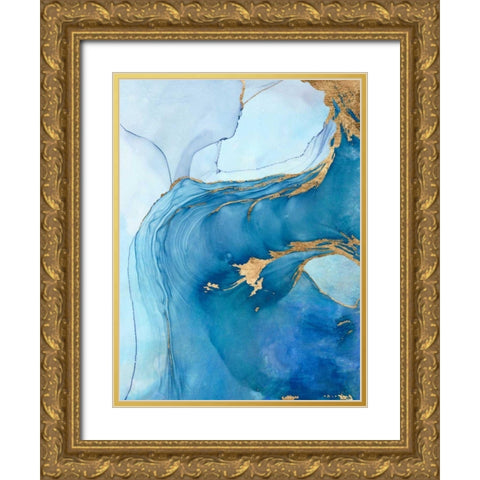 Sea Whirl I Gold Ornate Wood Framed Art Print with Double Matting by Borges, Victoria