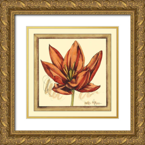 Tulip Study II Gold Ornate Wood Framed Art Print with Double Matting by Goldberger, Jennifer