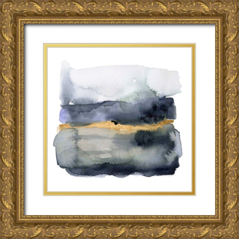 Golden Indigo I Gold Ornate Wood Framed Art Print with Double Matting by Borges, Victoria