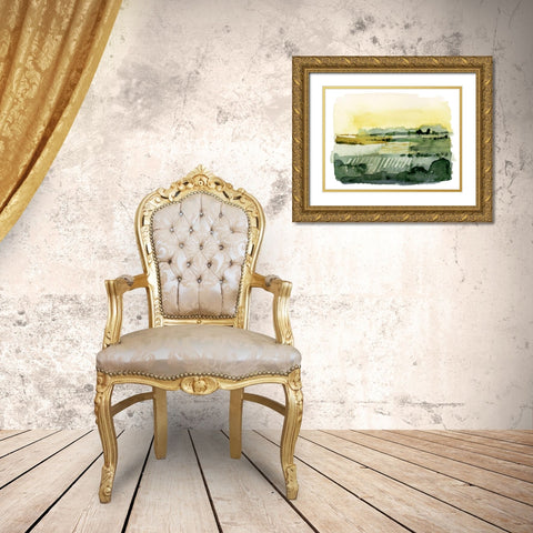 Blotted Landscape I Gold Ornate Wood Framed Art Print with Double Matting by Borges, Victoria