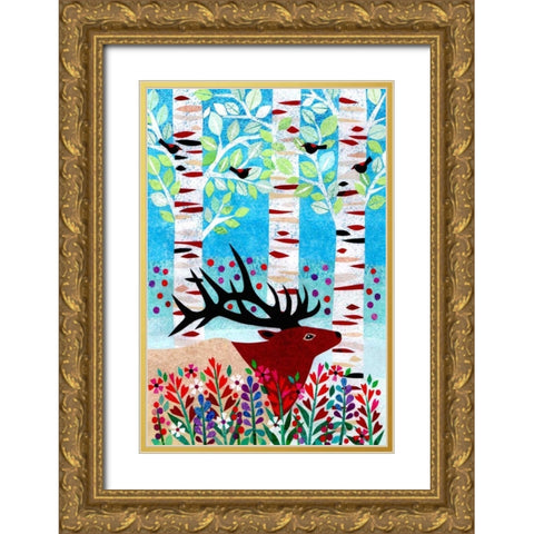 Forest Creatures I Gold Ornate Wood Framed Art Print with Double Matting by Conway, Kim