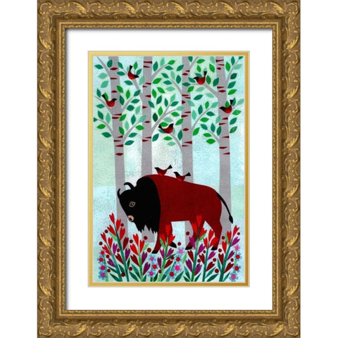 Forest Creatures VI Gold Ornate Wood Framed Art Print with Double Matting by Conway, Kim