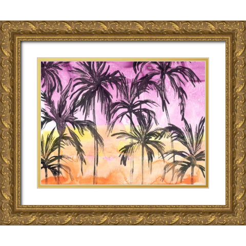 Island Sunset II Gold Ornate Wood Framed Art Print with Double Matting by Vess, June Erica