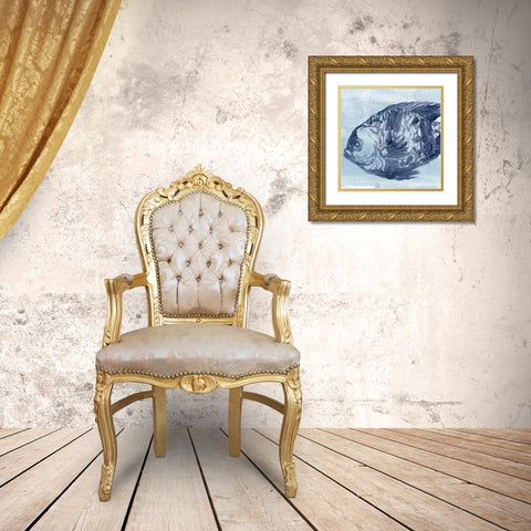 Ocean Study IV Gold Ornate Wood Framed Art Print with Double Matting by Vess, June Erica