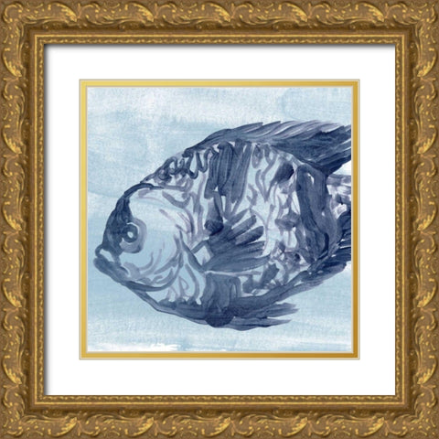 Ocean Study IV Gold Ornate Wood Framed Art Print with Double Matting by Vess, June Erica