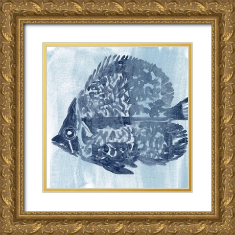 Ocean Study V Gold Ornate Wood Framed Art Print with Double Matting by Vess, June Erica