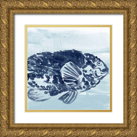 Ocean Study VII Gold Ornate Wood Framed Art Print with Double Matting by Vess, June Erica